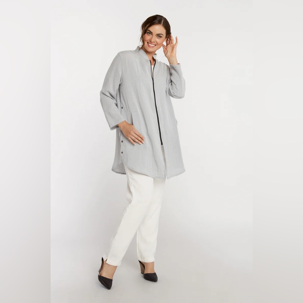 Fridaze AA218 - Side Button Zippered Linen Tunic size S